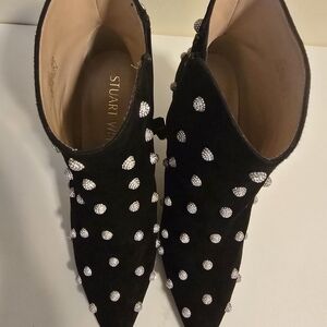 Stuart Weitzman Black and Silver Studded Heels